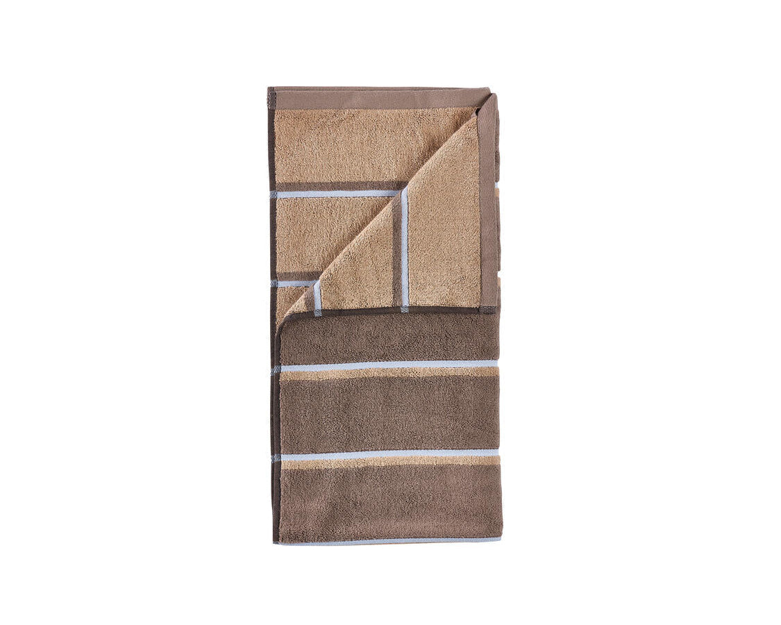 Sauna håndklæde - Taupe/Camel/Sky Blue